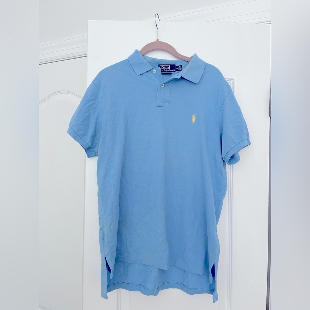 Polo Ralph Lauren Custom Fit Polo Shirt Men’s Large Light Blue Pony Logo Modern - Picture 2 of 5